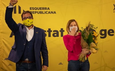 Fernàndez i Forcadell durant el míting | Roger Benet